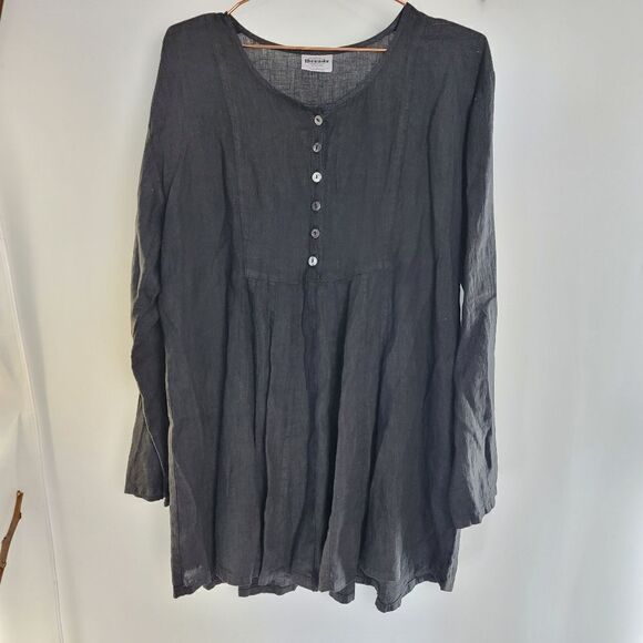 California threads black linen tunic - Picture 1 of 6